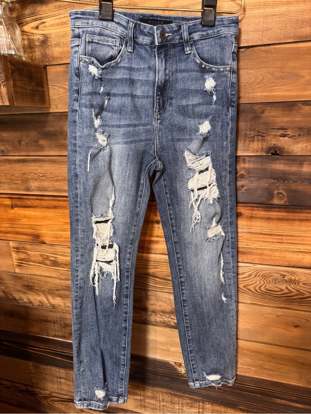 Risen Women's Distressed High Rise Jeans Boho to Grunge Size 9/10